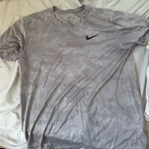 Nike Gray Short Sleeve Tee with Iconic Swoosh Digital Camo